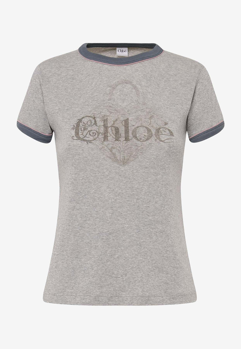 Chloé Logo Print T-shirt Gray CH25WJH0319501B_Naturalgrey_38332517
