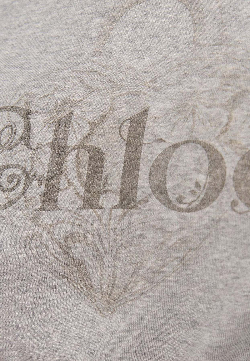 Chloé Logo Print T-shirt Gray CH25WJH0319501B_Naturalgrey_38332517