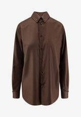 Loro Piana Thea Long-Sleeved Wool Shirt Brown FAQ1280H0QJ_TAWNY BARK_29854040