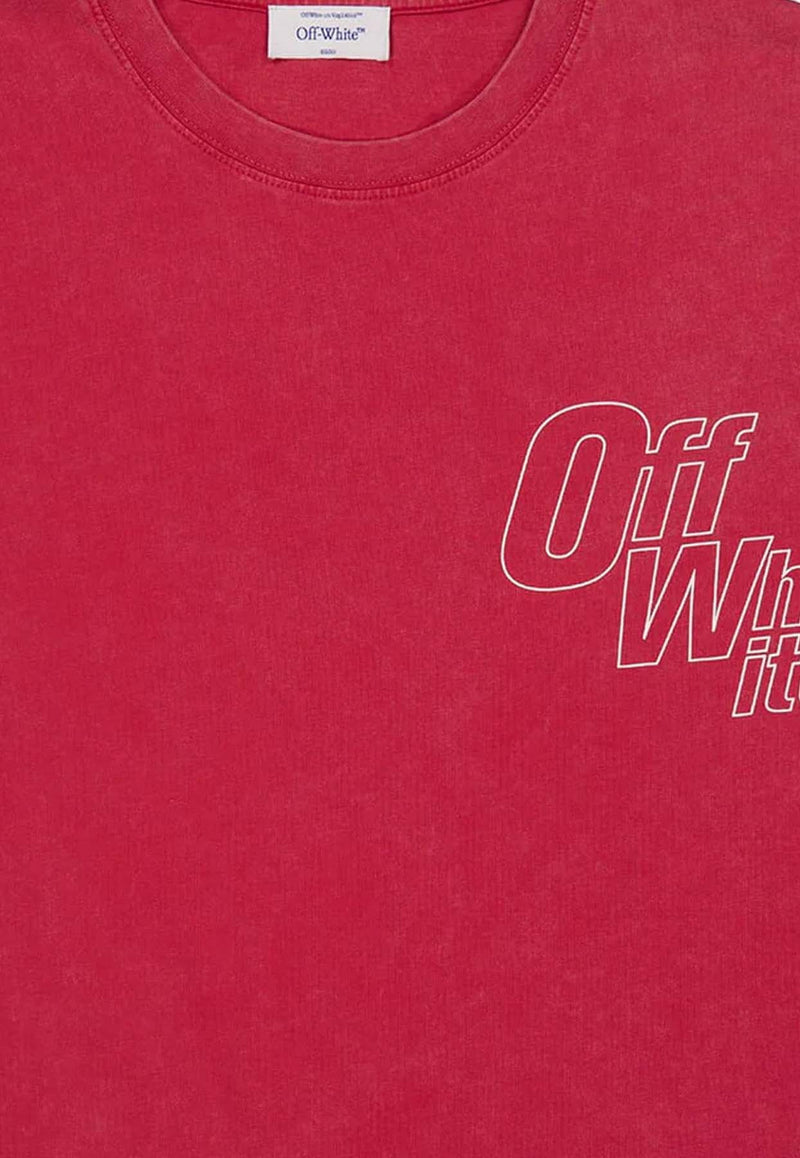 Off-White Logo Crewneck T-shirt Red OMAA027F25JER00D2601_CORAL RED - W_31986655
