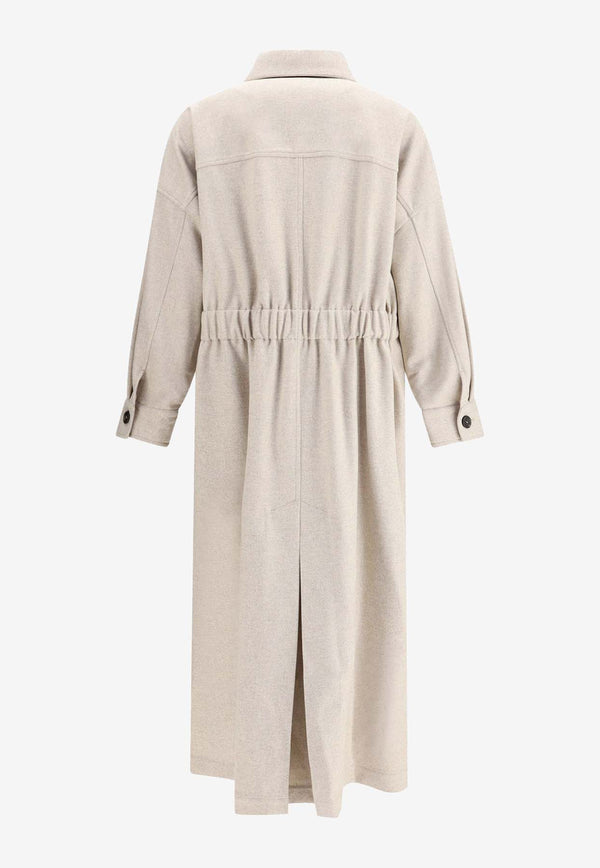 Brunello Cucinelli Belted Wool Long Coat Cream MD5919945PC108_Beige_29841958