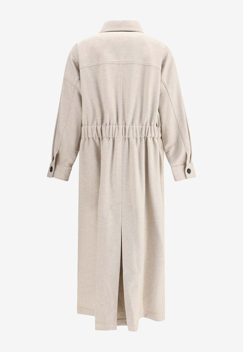 Brunello Cucinelli Belted Wool Long Coat Cream MD5919945PC108_Beige_29841958