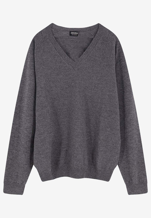 ZEGNA V-neck Cashmere Sweater Gray UGK68A2400K96_Grey_29848215