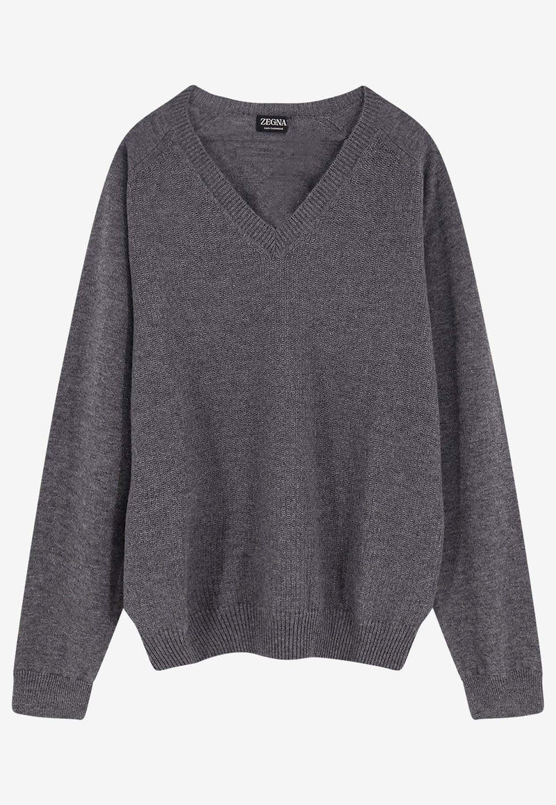 ZEGNA V-neck Cashmere Sweater Gray UGK68A2400K96_Grey_29848215