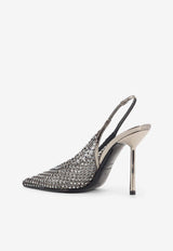 Le Silla Gilda 100 Crystal Mesh Slingback Pumps Silver 4189E090BXPPSTE922_Peltro_35065903