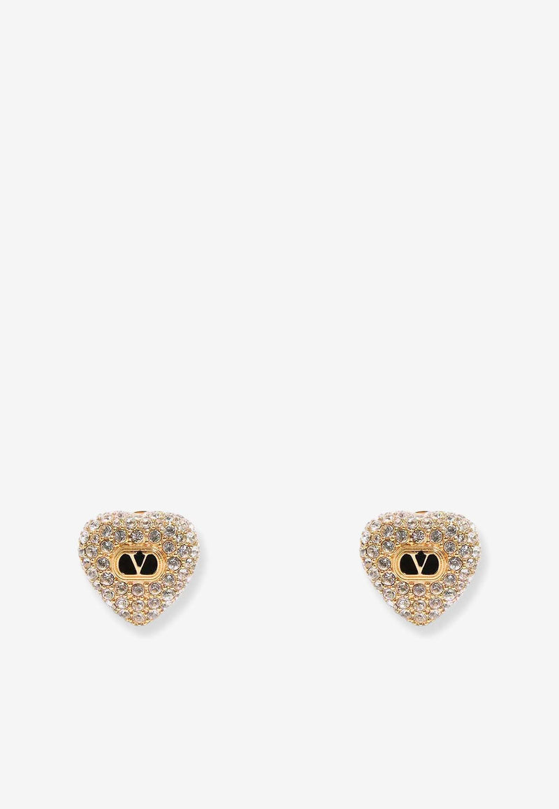 Valentino Coeur Royal Crystal-Embellished Stud Earrings Gold 7W0J0BA6VTIRG5_ORO/NERO/CRYSTAL_30005323