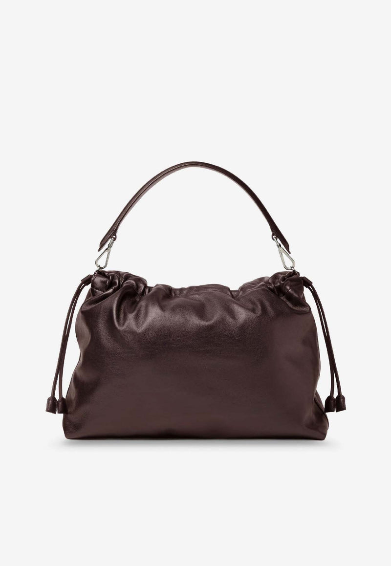 Fendi Maxi Flux Leather Shoulder Bag Brown 7VA665AV8BF0H3A_CHOCOLATE+PALLADIO_29850849