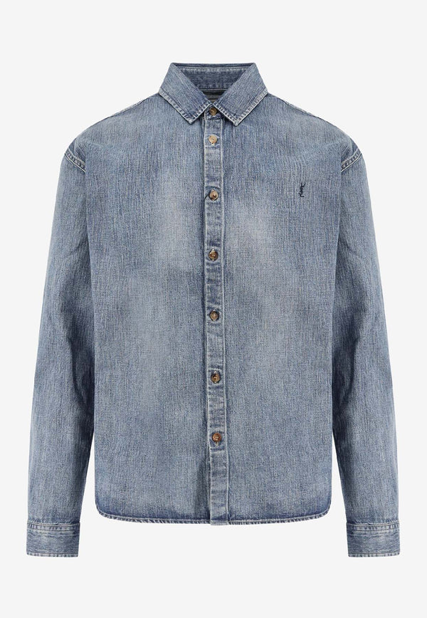 Saint Laurent Cassandre Denim Shirt Blue 823437Y14MJ4248_Day Blue_29849466