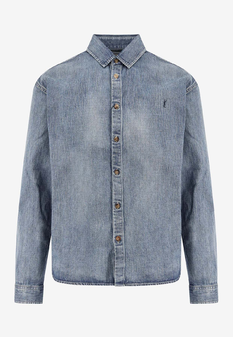Saint Laurent Cassandre Denim Shirt Blue 823437Y14MJ4248_Day Blue_29849466