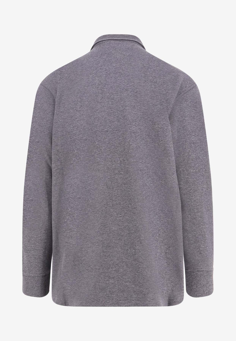 Bottega Veneta Intrecciato-Insert Polo Sweater 834334V5OA08813_DARK GREY MELANGE_29770137