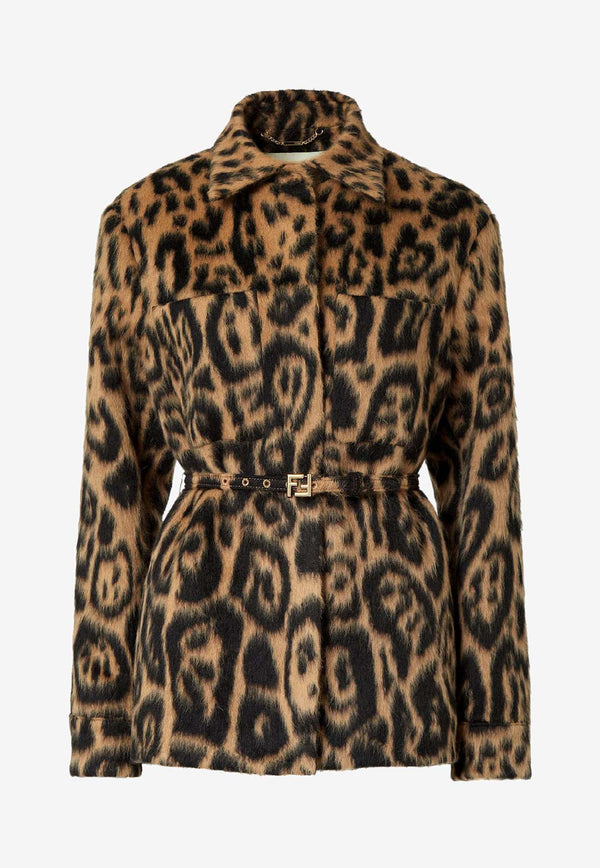 Fendi Leopard Print Fleece Wool Belted Jacket Brown FJ7561AVJFF1T6O_CAMEL-25_29850067