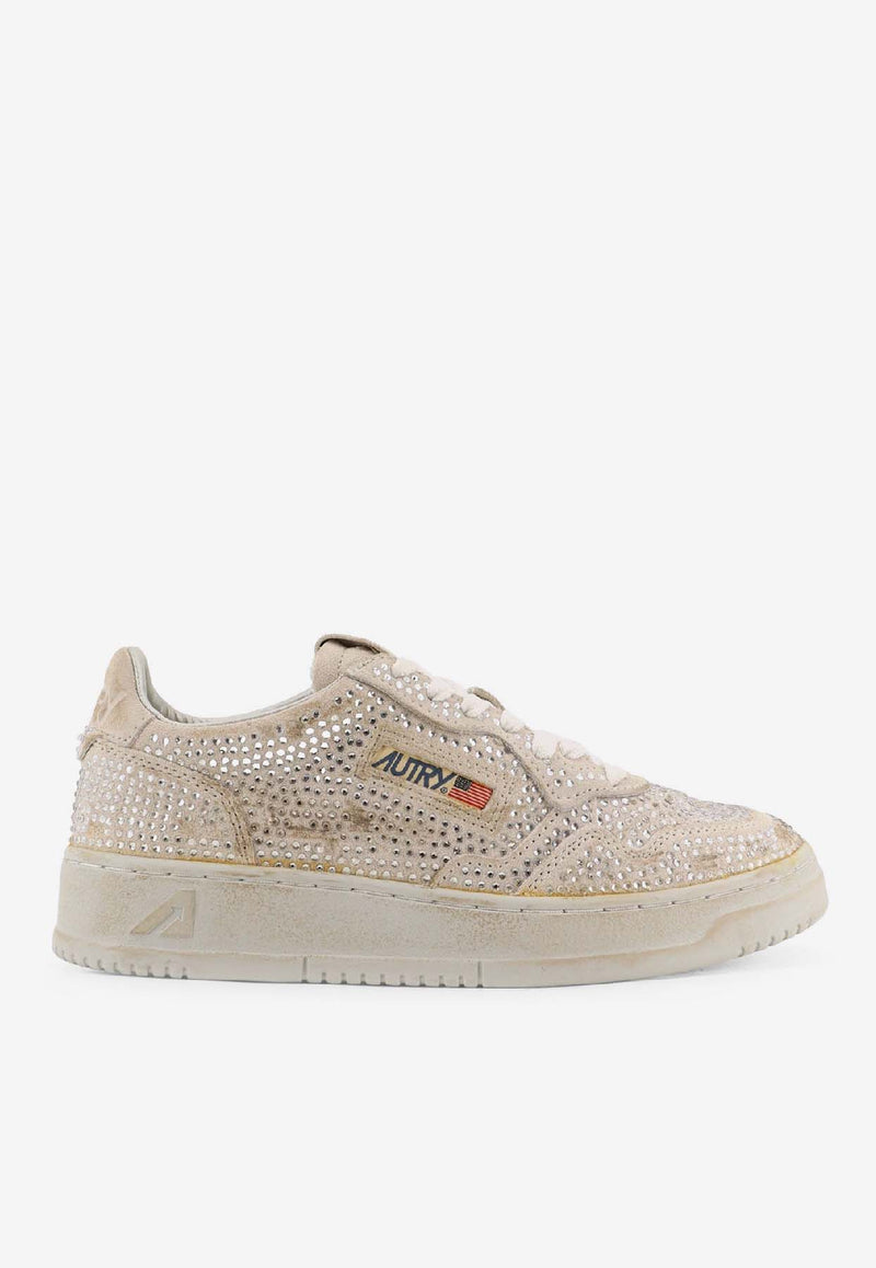 Autry Medalist Suede Studded Low-Top Sneakers White AULWNA01STRASS WHITE_White_31986580