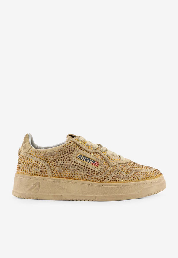 Autry Medalist Suede Studded Low-Top Sneakers Biscuit AULWNA03STRASS COOKIES_Cookies_31986627