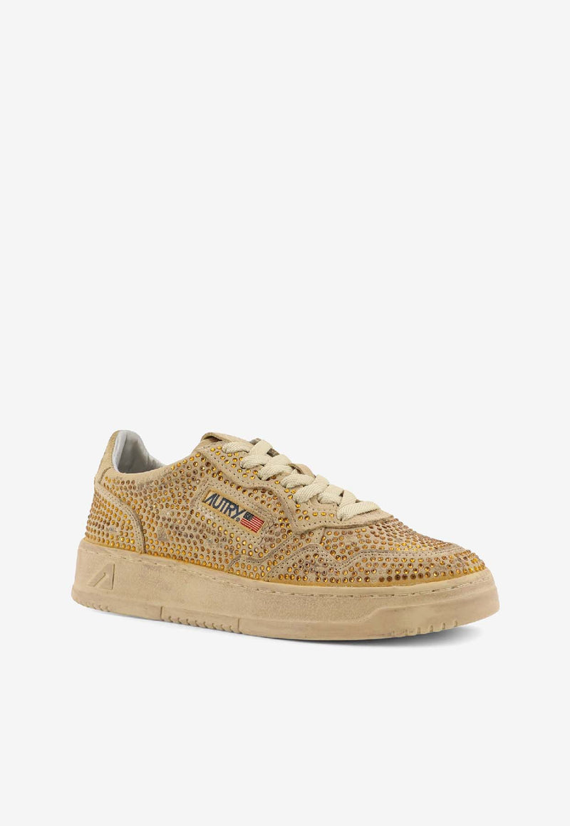 Autry Medalist Suede Studded Low-Top Sneakers Biscuit AULWNA03STRASS COOKIES_Cookies_31986627
