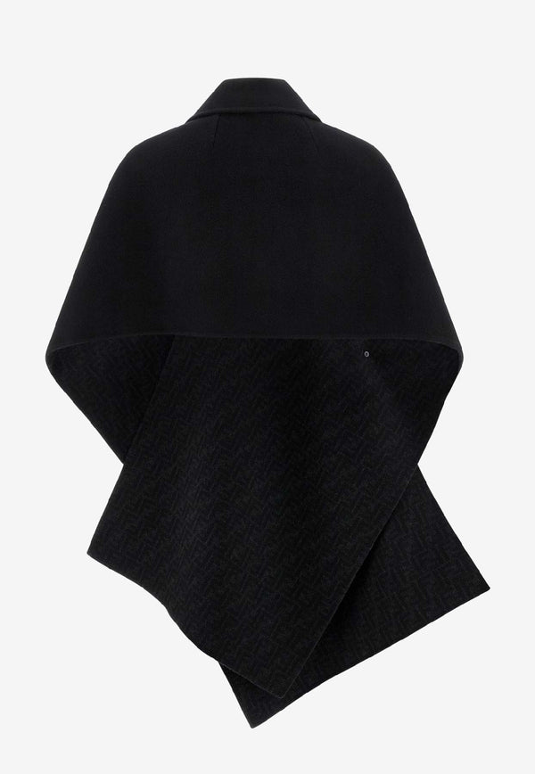 Fendi Asymmetrical Fleece Wool Cloak Black  FF6144A5HDF1FL8_BLACK GREY_35307718