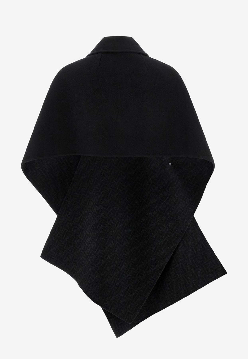 Fendi Asymmetrical Fleece Wool Cloak Black  FF6144A5HDF1FL8_BLACK GREY_35307718