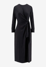 Hugo Boss Knotted Midi Dress Black 50547821001_Black_30893639