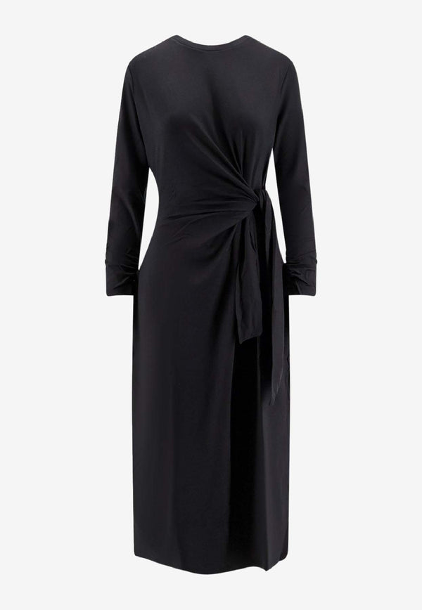 Hugo Boss Knotted Midi Dress Black 50547821001_Black_30893639