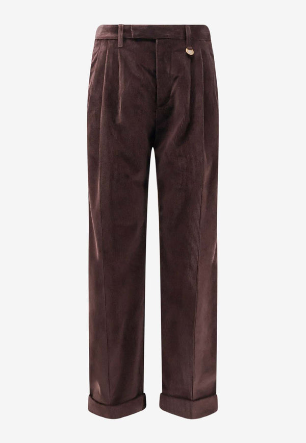 Burberry Straight-Leg Turned Hem Pants Brown 8116897A1491_CLOVE BROWN_29840640