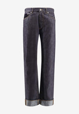 Bottega Veneta Turned-Up Cuffs Straight-Leg Jeans 831607V5SN04245_Blue_29770177
