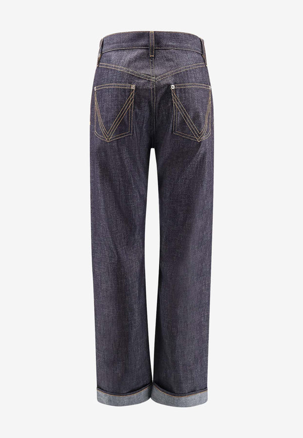 Bottega Veneta Turned-Up Cuffs Straight-Leg Jeans 831607V5SN04245_Blue_29770177