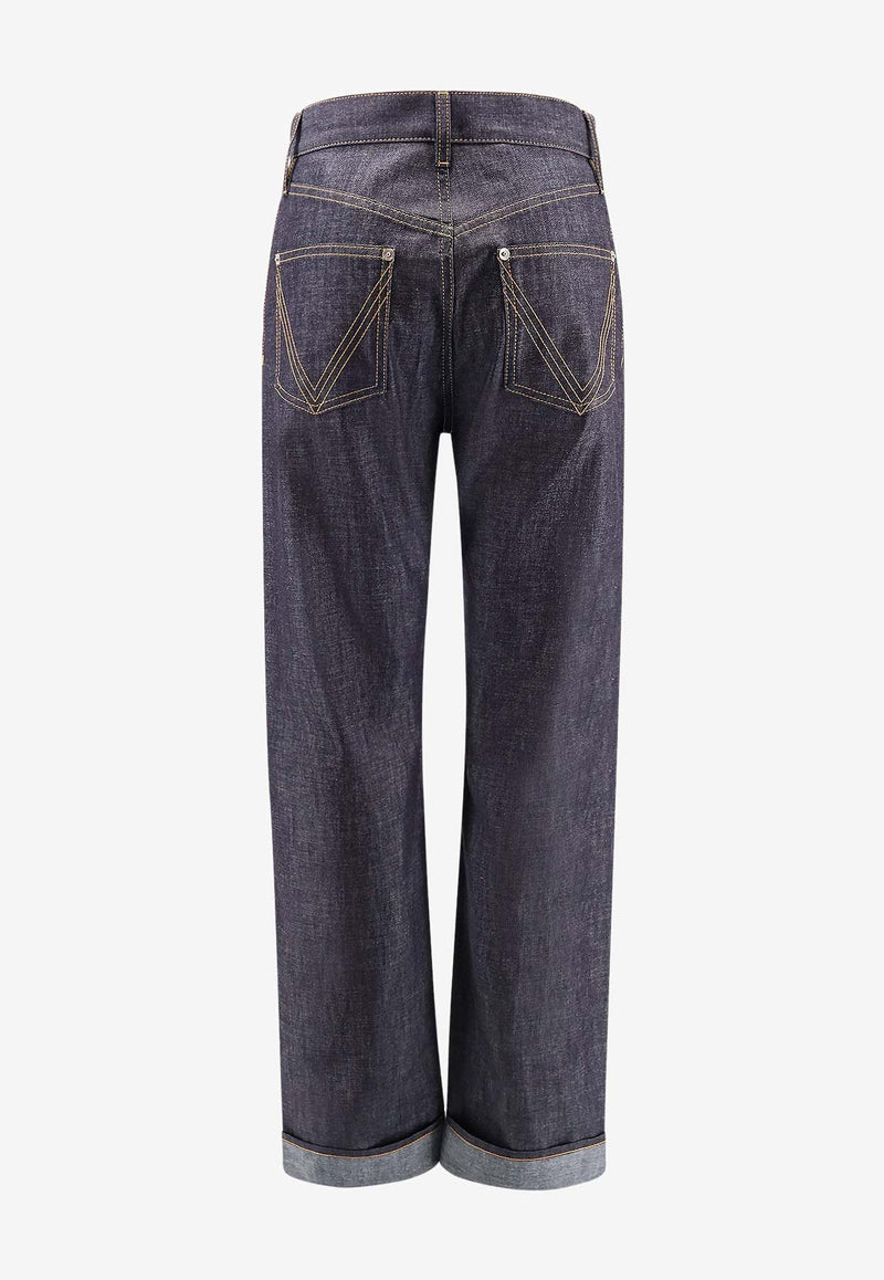 Bottega Veneta Turned-Up Cuffs Straight-Leg Jeans 831607V5SN04245_Blue_29770177