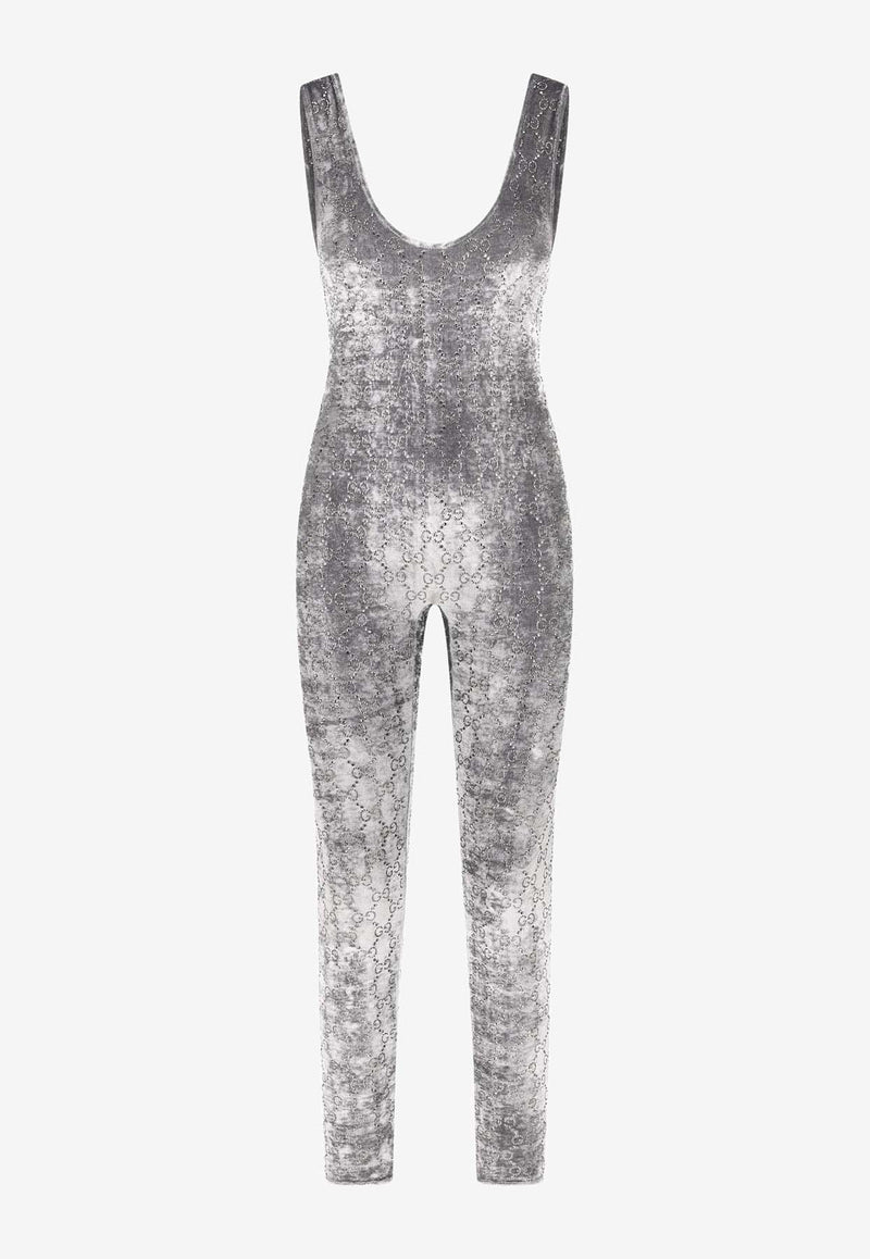 Gucci Embellished GG Logo Jumpsuit Gray 850293XUANS1037_GREY/MIX_29850019
