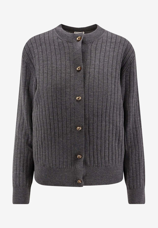 Bottega Veneta Rib-Knit Wool Cardigan 835337V5L701370_Grey_29770169