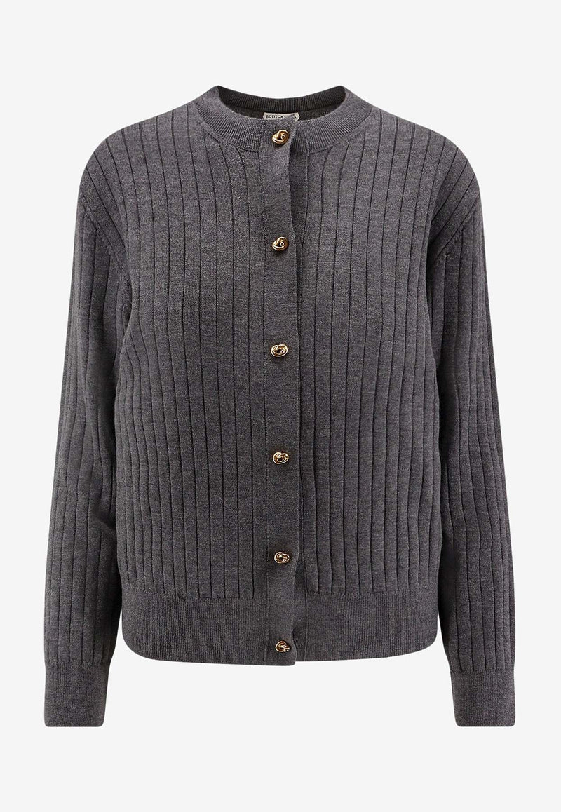 Bottega Veneta Rib-Knit Wool Cardigan 835337V5L701370_Grey_29770169