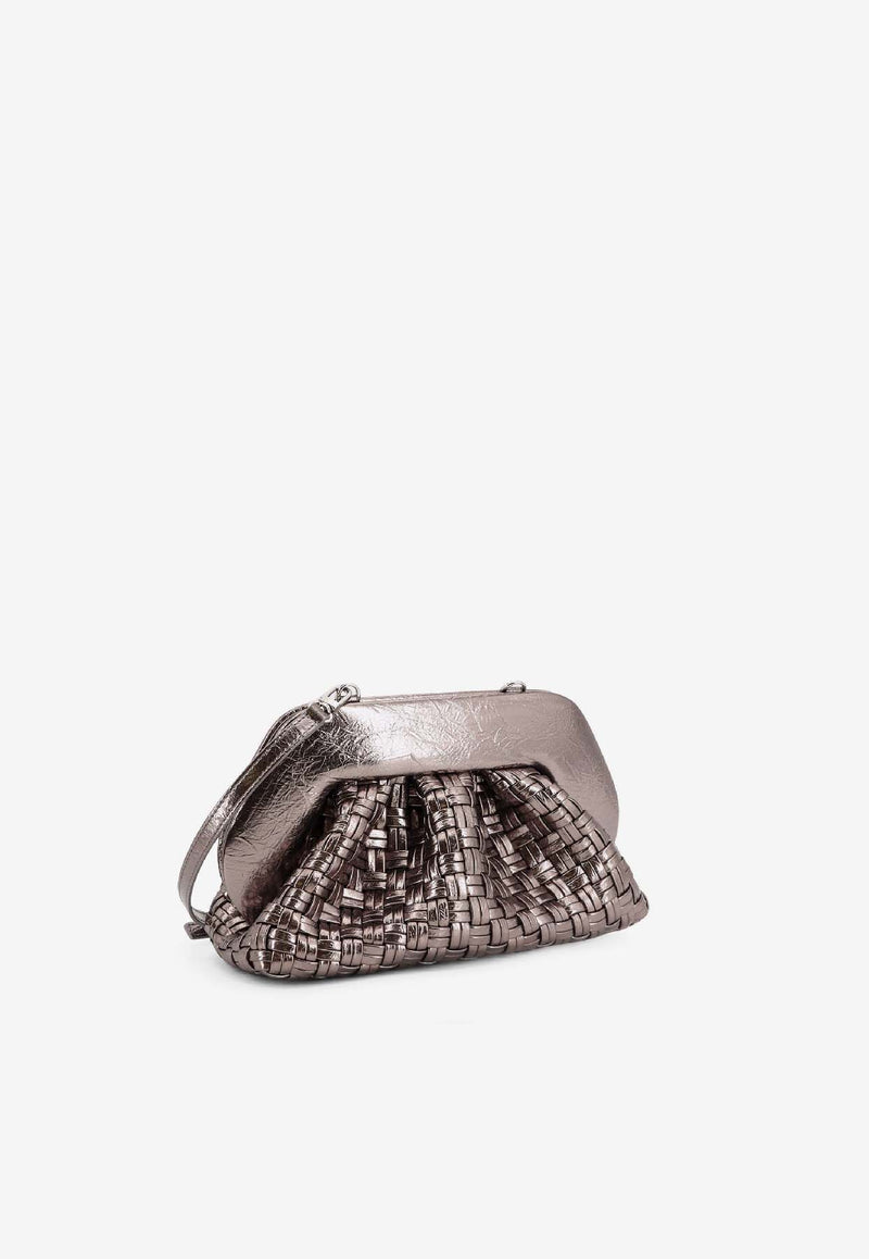 Themoirè Tia Laminated Faux Leather Clutch Bag Silver TMFW25TMWL125DARK SILVER_Silver_35065931