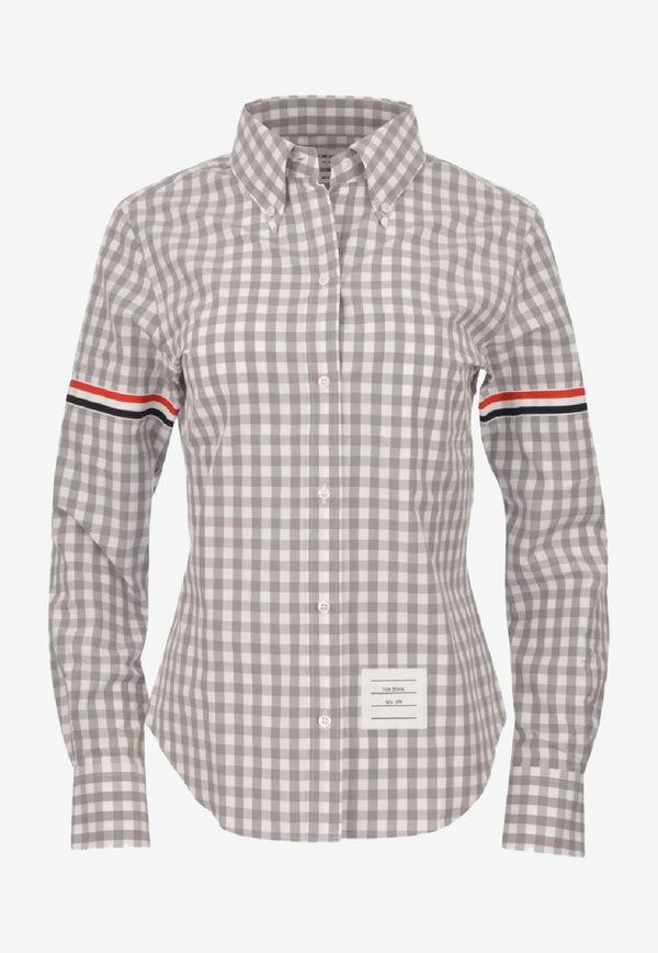 Thom Browne Gingham Check Long-Sleeved Shirt Gray FLL203OF0998_035