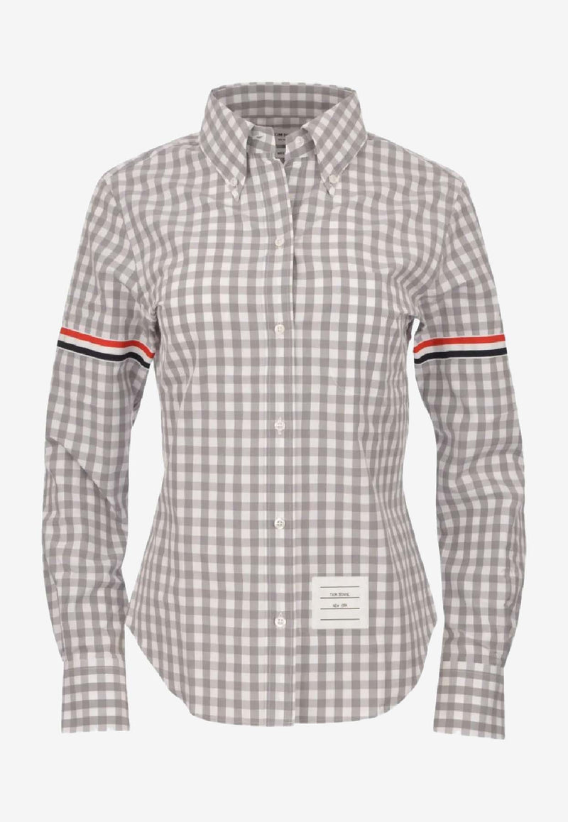 Thom Browne Gingham Check Long-Sleeved Shirt Gray FLL203OF0998_035