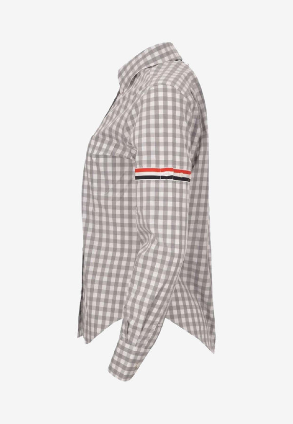 Thom Browne Gingham Check Long-Sleeved Shirt Gray FLL203OF0998_035