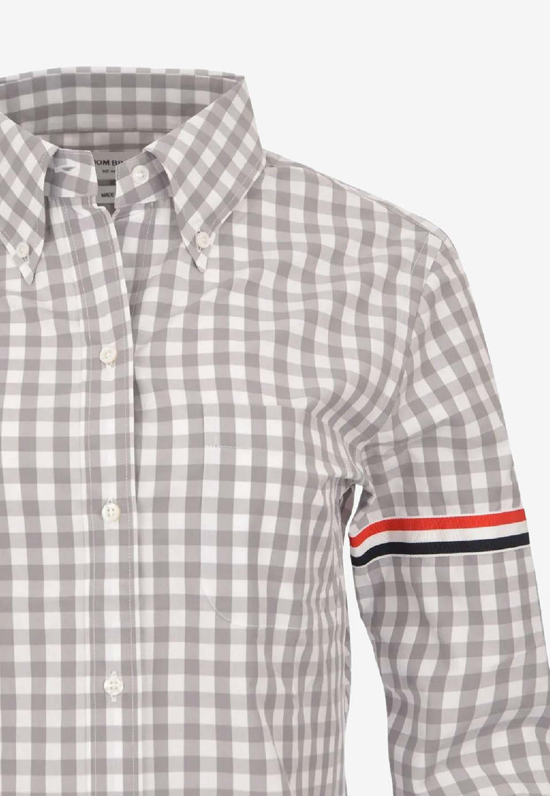 Thom Browne Gingham Check Long-Sleeved Shirt Gray FLL203OF0998_035