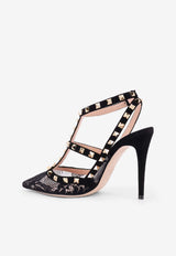 Valentino Rockstud 100 Suede and Lace Pumps Black 7W0S0393KKN0NO_Black_30005370