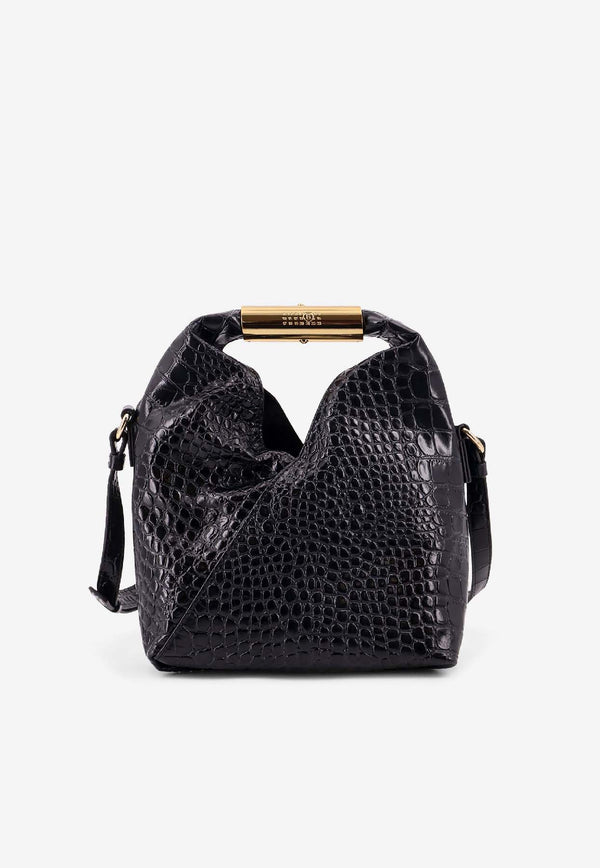 MM6 Maison Margiela Japanese Shoulder Bag in Croc-Embossed Leather Black SB6WD0042P8650T8013_Black_30005171
