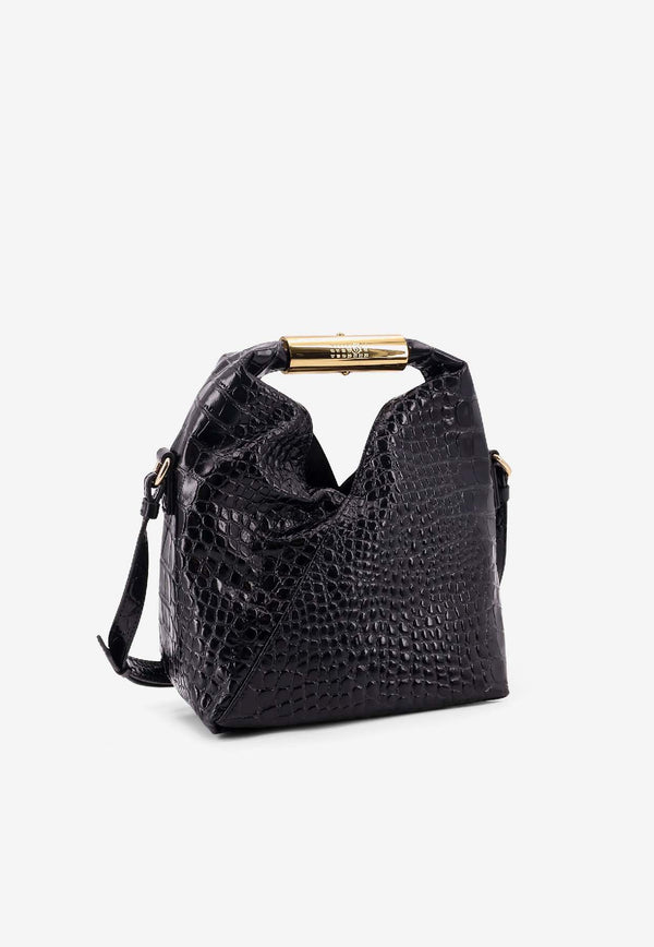 MM6 Maison Margiela Japanese Shoulder Bag in Croc-Embossed Leather Black SB6WD0042P8650T8013_Black_30005171
