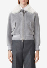 Thom Browne Flight Shearling and Suede Jacket Gray FBC910YL0140_035