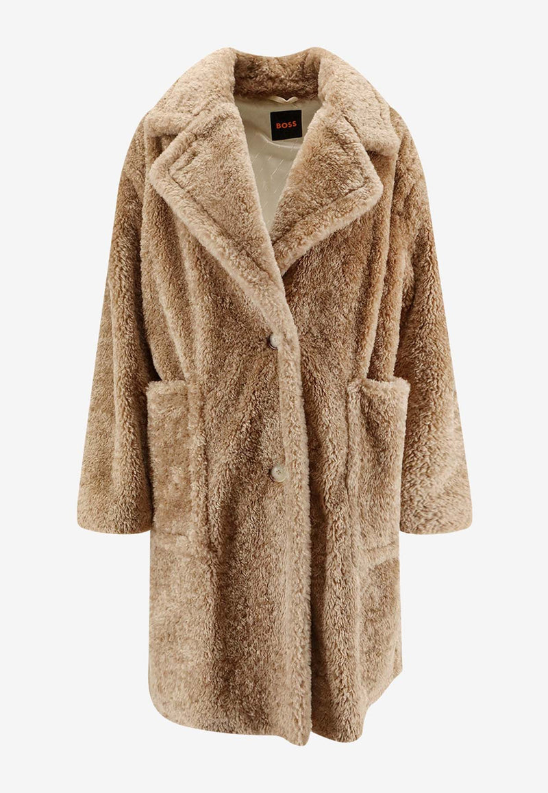 Hugo Boss Catedy Faux Fur Coat Beige 50548583222_Rust copper_30893655