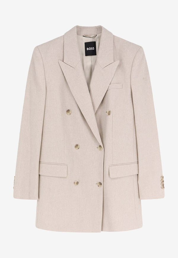 Hugo Boss Jukana Wool-Blend Double-Breasted Blazer White 50548736118_OPEN WHITE_30893602