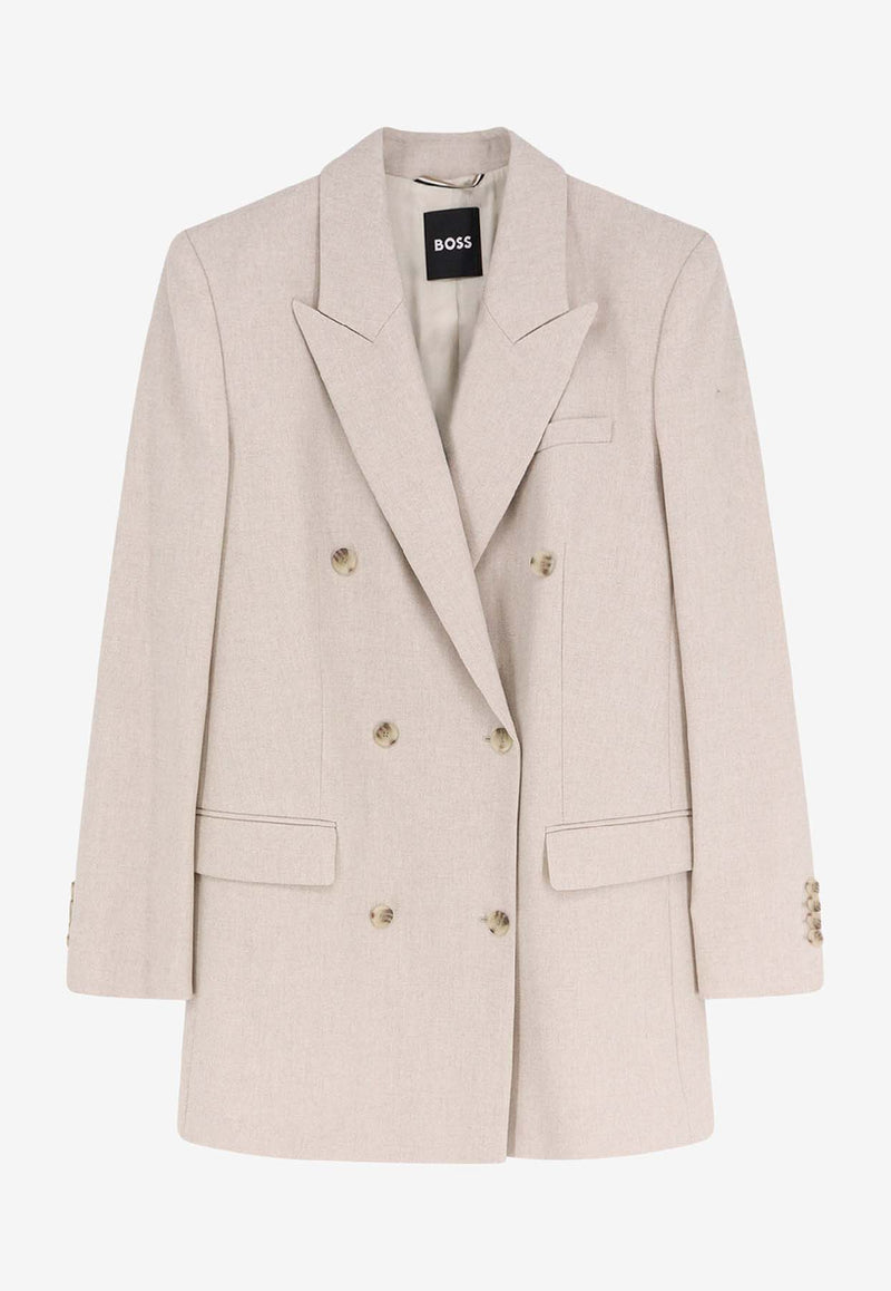 Hugo Boss Jukana Wool-Blend Double-Breasted Blazer White 50548736118_OPEN WHITE_30893602