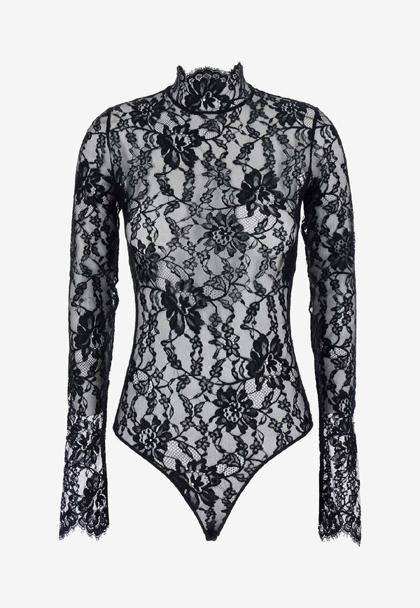 Valentino Floral Lace Bodysuit Top Black 7B0MR01Z9TS0NO_Black_30005355