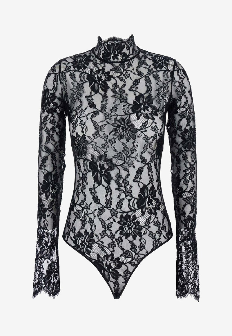 Valentino Floral Lace Bodysuit Top Black 7B0MR01Z9TS0NO_Black_30005355