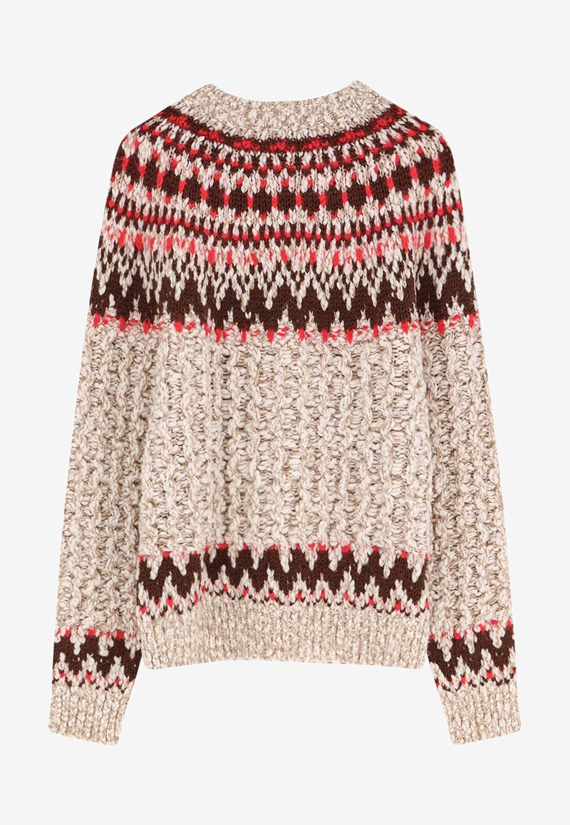 Moncler Grenoble Jacquard Knit Wool Blend Sweater Beige K20979C00003M7948F02_Beige_29845062