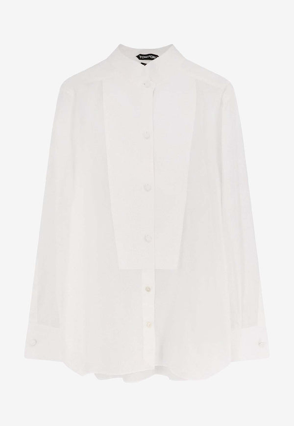 Tom Ford Long-Sleeved Plastron Shirt White TW1572009QPTFKAW0G_White_30005262