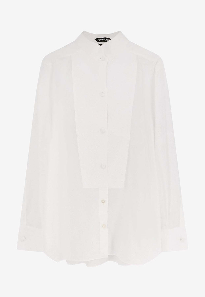 Tom Ford Long-Sleeved Plastron Shirt White TW1572009QPTFKAW0G_White_30005262