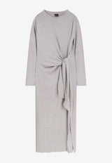 Hugo Boss Erlot Knotted Midi Dress Gray 50547821056_OPEN WHITE_30893762
