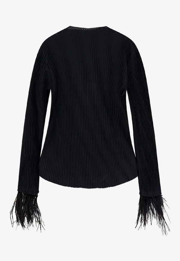 Hugo Boss Efedera Plisse Feathered Top Black 50548647001_Black_30893758