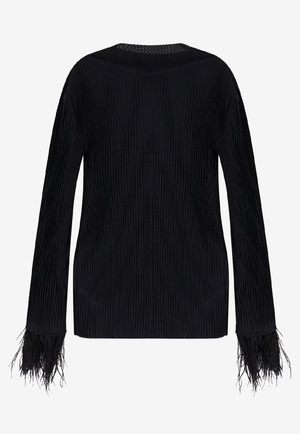 Hugo Boss Efedera Plisse Feathered Top Black 50548647001_Black_30893758