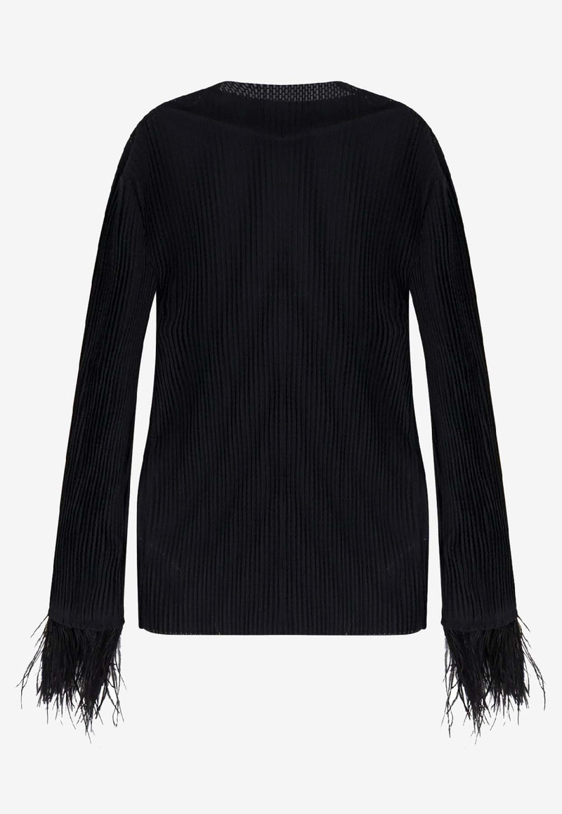 Hugo Boss Efedera Plisse Feathered Top Black 50548647001_Black_30893758